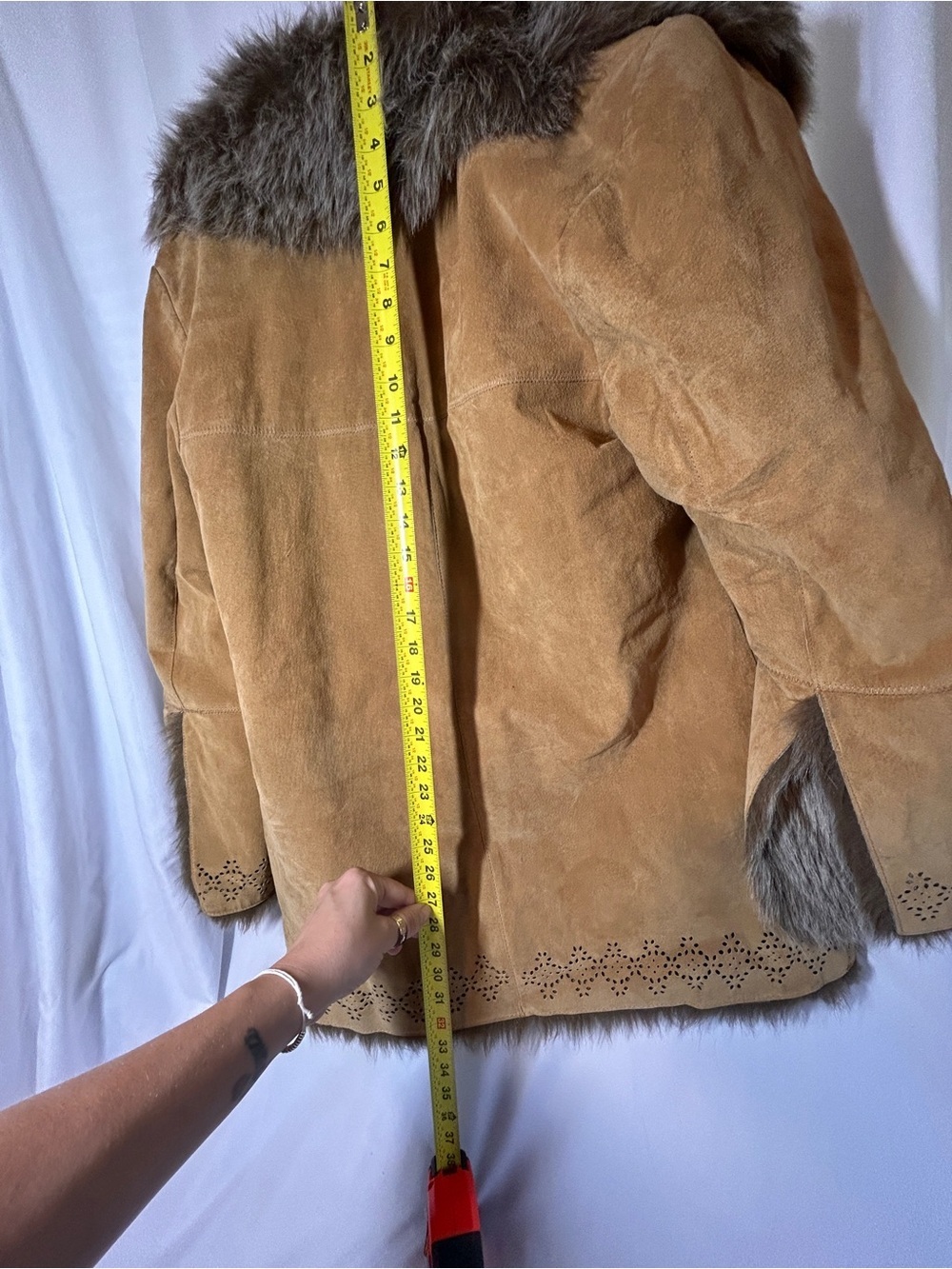 Vintage db studio suede coat with vegan fur hippie bohemian penny lane coat vtg - Picture 9 of 14